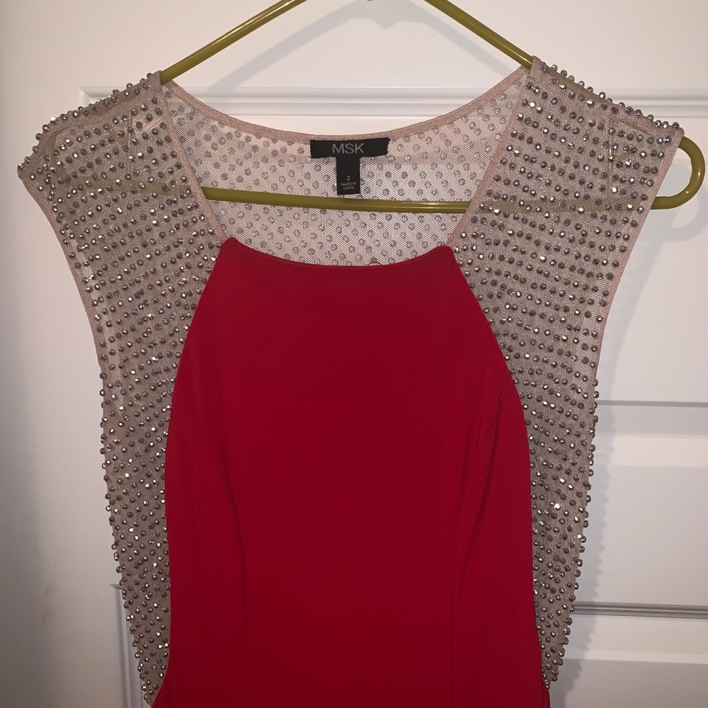 MSK Red Beaded Evening Gown
